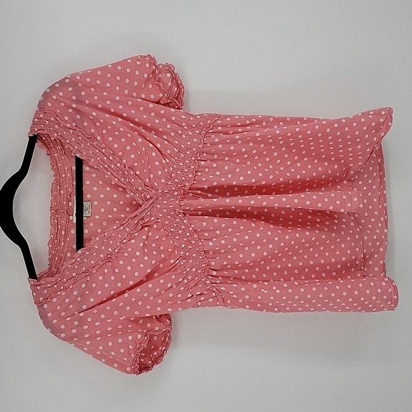 At Last Pink Polkadot CottageCore Blouse Size XL‎ - Picture 3 of 11